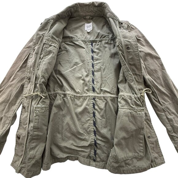Gap Green Utility Jacket Womens Sz S Flap Pockets Snap Military Gorpcore Outdoor - Picture 3 of 8